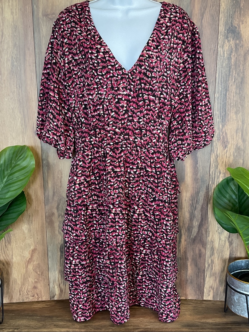 Fashion V-Neck Midi Dress XXL             W486